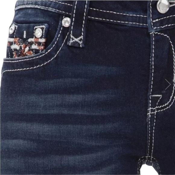 New Rock Revival Bling Jean Size 24 Mid Rise Skinny Stretch Nicci Dark Wash Read - Picture 14 of 14
